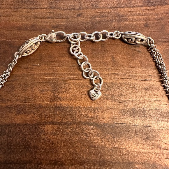 BRIGHTON DANGLE CRYSTAL BALL Pendant  Double Chain Silver LONG Necklace - Picture 3 of 3